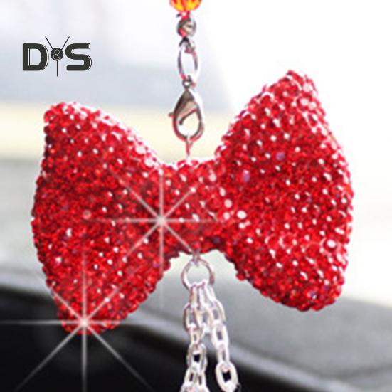 Car Pendant Sparkling Rhinestone Hanging Ornament with Lanyard Easy To Hang Rearview Mirror Artificial Crystal Decoration