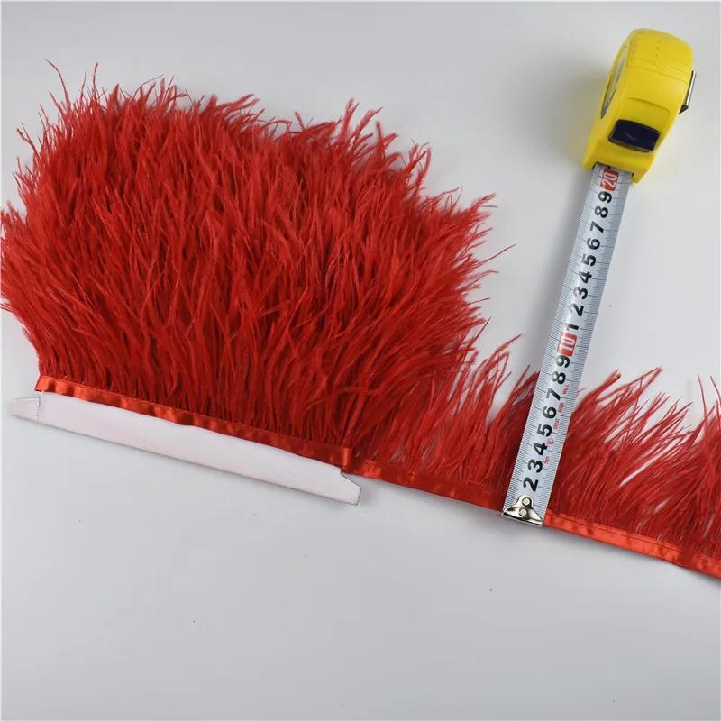 Veer1Meter Struisvogelveren op Lint Franje Randafwerking 8-10cm DIY Rok Naaiben Versieringen Randen Veer Jurk Decoratie voor Kleding Decoratie