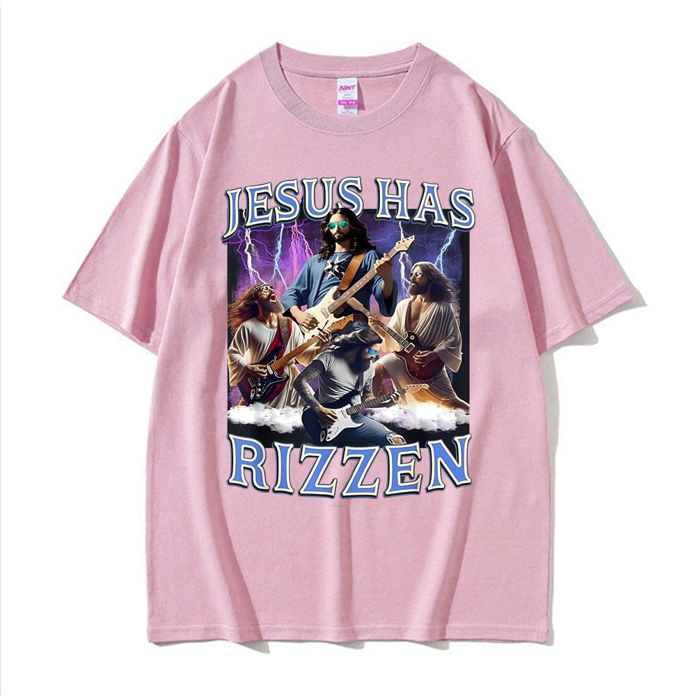 Lustiges Jesus ist auferstanden Rockstar T-Shirt Herrenbekleidung Mode Gothic Cooles T-Shirt Unisex Hohe Qualität Baumwolle Sommer T-Shirts