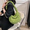 Gepolsterte Tasche aus Baumwolle, gesteppt, kariert, Pendlertasche, großes Fassungsvermögen, einfarbig, lässig, modisch, schlicht, Nylon, elegant, für Shopping, Reisen