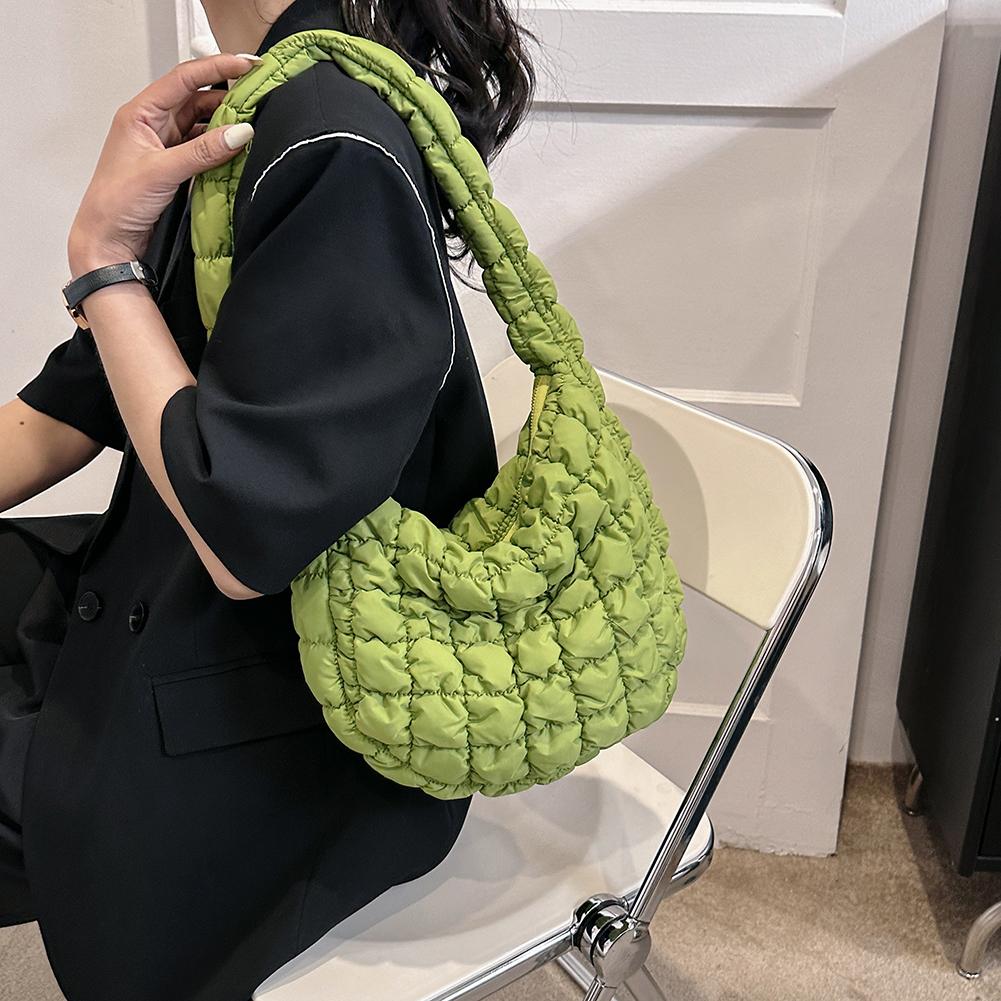 Gepolsterte Tasche aus Baumwolle, gesteppt, kariert, Pendlertasche, großes Fassungsvermögen, einfarbig, lässig, modisch, schlicht, Nylon, elegant, für Shopping, Reisen