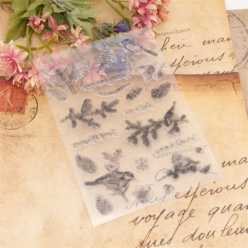 Sello de Silicona Aves Invernales Sellos Transparentes DIY Scrapbooking Fabricación de Tarjetas Relieve Álbum de Diario de Fotos Decorativo