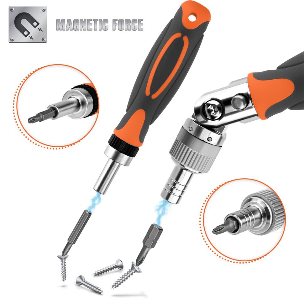 68 In 1 Ratcheting Screwdriver Set with Rotatable Ratchet Handle Magnetic Torx Phillips Drill Bit Socket Set Hand Repair Tools