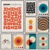 Abstrakcyjny Pomarańczowy Bauhaus Geometryczny Plakat Pop Art Wschód Słońca i Rower Druki na Płótnie Dekoracja Ściany do Nowoczesnego Salonu Domu Akademika
