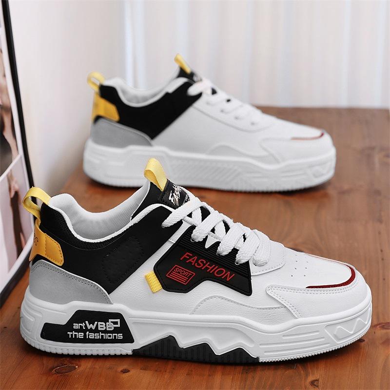 2024 Sommer Mode Schuhe Leder Spleiß Sport Herrenschuhe Dicke Sohle Erhöhen Mesh-Oberfläche Atmungsaktiv Lässige Board-Schuhe
