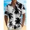 Men's Casual Short Sleeved Coconut Tree Patterned Shirt for Summer Vacation