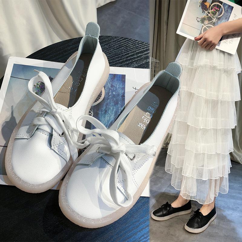 Fashion Woman Pu Leather Solid Flat Shoes Women's Sneakers Lace Up Slip on Casual Fashion Shoes 2024 New