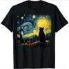 Cat Starry Night Van Gogh Cat Love Cat T-shirt Casual Fashion Street Dress Loose Summer Style Women's T-shirt Cute