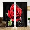 Rideaux 2 Panneaux Imprimé Floral Rose Rouge pour Chambre Salon Fenêtre Plafond Cuisine Volets Fenêtre Œillets Haut