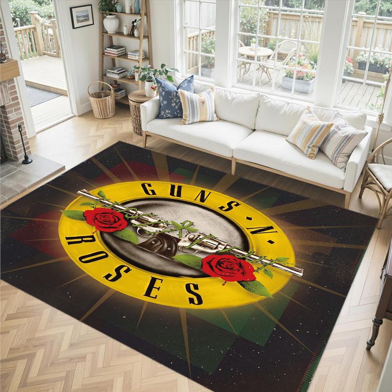 Guns N’ Roses Design Kristall Sammet Matta Mysig Icke?Halkskyddad tryckt matta för sovrum, vardagsrum, entré