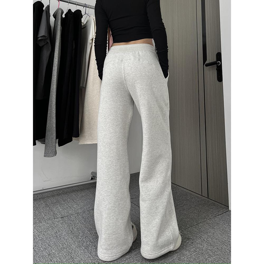 Retro Casual Pants for Women's Spring and Autumn New High-waist Sports Sweatpants Straight-flop Trousers