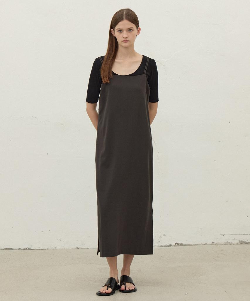 Le Studio Bag U Ring Sleeveless Long Dress_Charcoal