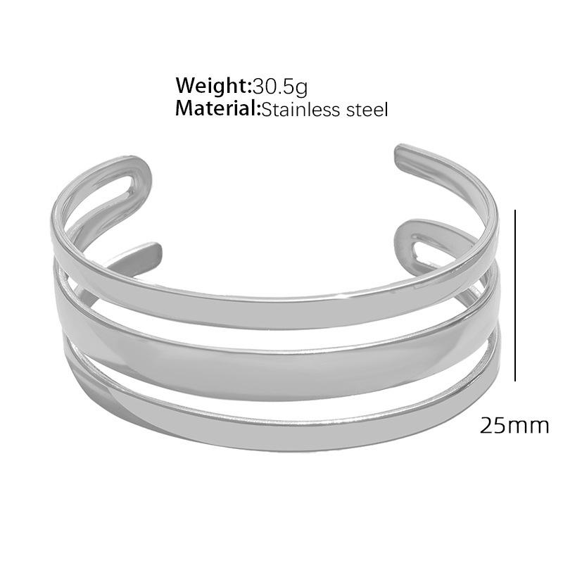 Style Titanium Steel Adjustable Opening Bracelet Natural Heavy Industry Beating Pattern Texture Exaggerated Personality Design