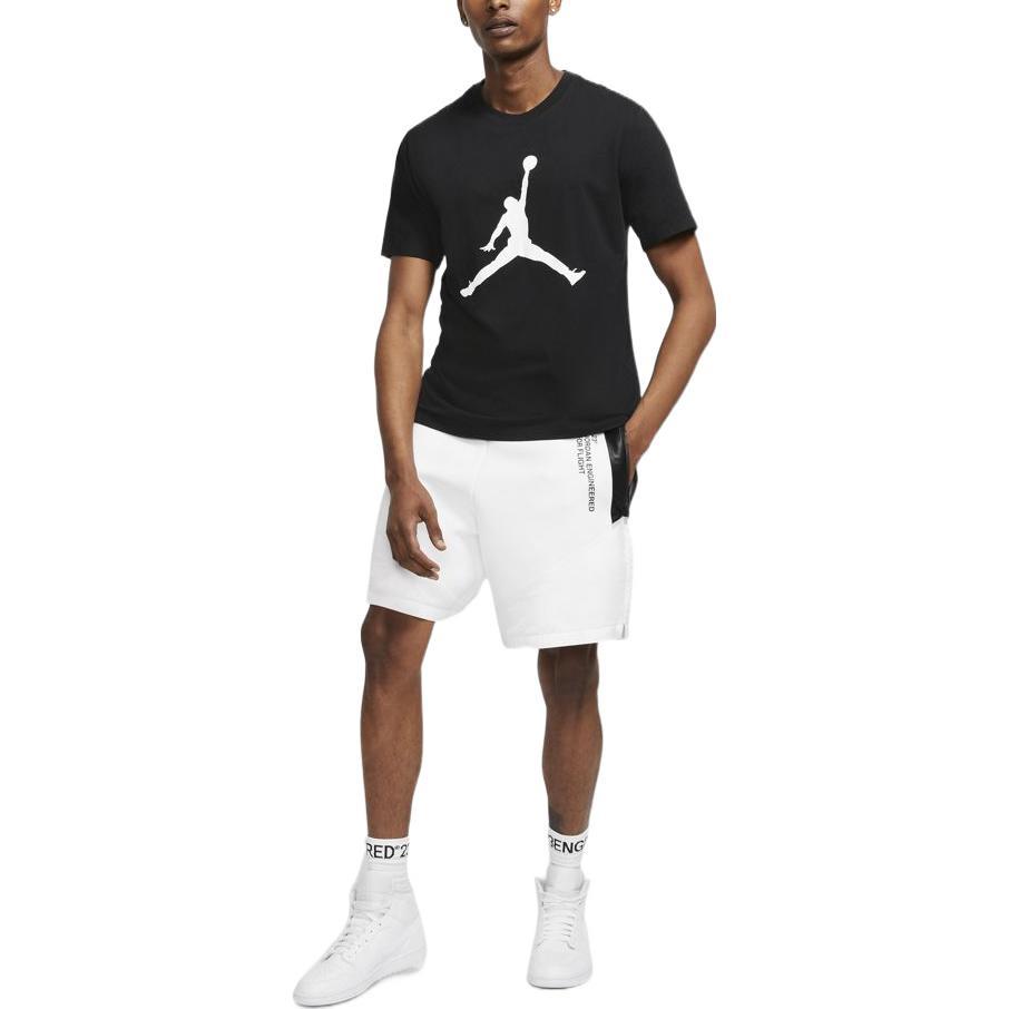 Jordan Logo Print Rundhals Kurzarm T-Shirt Herren Oberteile Schwarz CJ0922-011