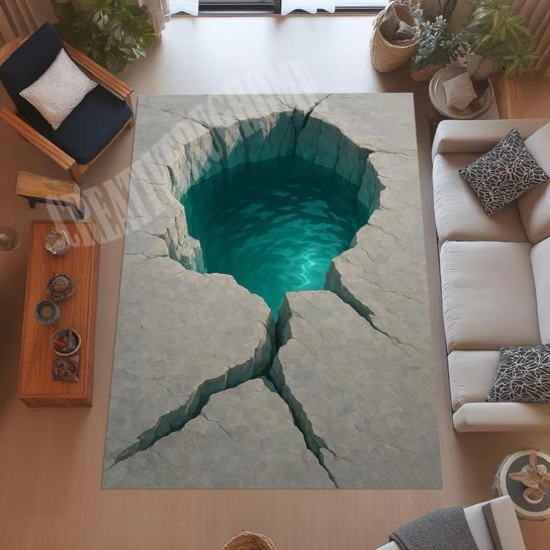 Minimalist Swimming Carpet, Stylized Blue Fish with Detailed Patterns, Clean Contrast Design for Light & Airy Room Decoration