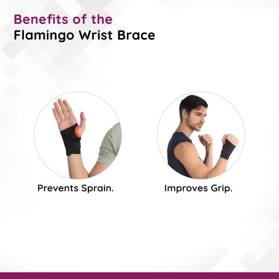 Flamingo Cotton Wrist Support Brace | Pain Relief Carpal Tunnel Splint Wrap | Wrist Support For Sports Injuries, Fracture Support And Thumb Support