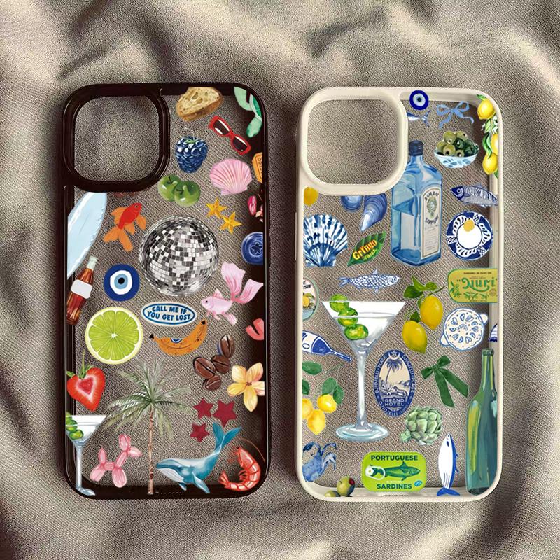 Seaside Scenery Wine Lemon Phone Case for IPhone 16 15 14 13 12 11 Pro Max 16E X XR XS Max 7 8 16 Plus SE2 Shockproof Soft Cover