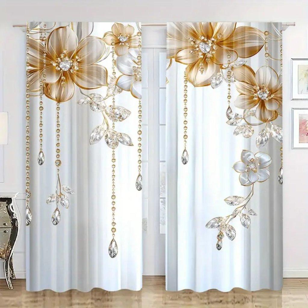 Sunflower Vase Print Curtain Polyester Material Suitable Bedroom Living Room Study Anti Privacy Curtains Set Of 2 Made Great Decor