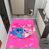 Stitch Adventure In Flowers Disney Cartoon Theme Anti-Slip Rug - Polyester, Home Decor, Suitable for Bedrooms, Living Rooms, Doorways, and Studios