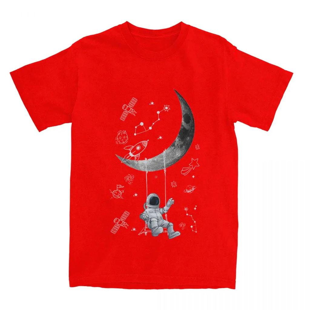Haikyuu T Shirt Moon Swing Astronaut Pure Cotton T-Shirts Space Dreamy Trending Tee Shirt for Men Summer Casual Top Tees