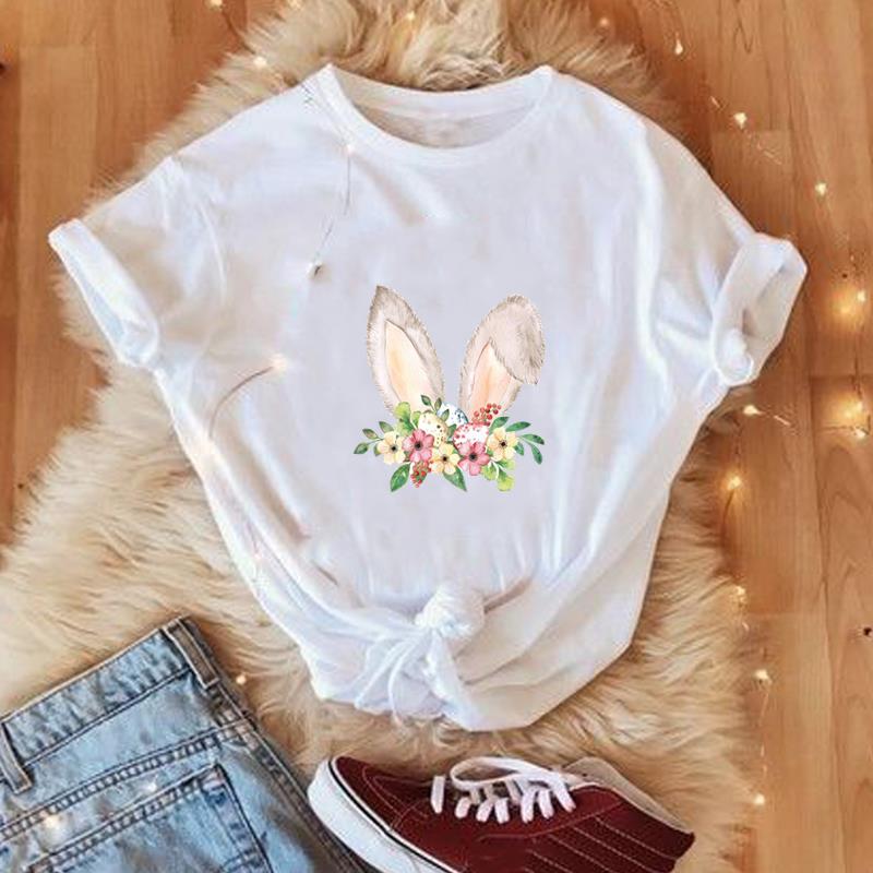 Asian Size-Print T Clothing Summer Top Peace Flower Trend 90s Graphic Tee Casual Women's Ladies Cartoon Female Fashion Short Sleeve T-shirt
