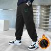 Winter Kids Teenage Boys Casual Sport Pants Fleece Trousers Jogger Pant for Children Loose Sweatpant Warm Boys Clothes