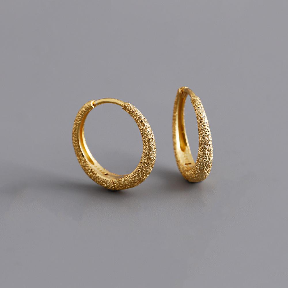 Vintage Silver Color Sparkling Matte Round Hoop Earrings for Women Prevent Allergy Punk Earring Party Jewelry Gifts