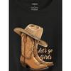Europäische Größe Damen Stiefel Aufdruck Rundhals T-Shirt Lässiges Kurzarm Oberteil Frühling Sommer Kleidung