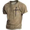 Vintage Pánská trička s potiskem Jesus Cross Letní Polyester Prodyšný Kulatý výstřih Volný Krátký rukáv Nadměrná velikost Rock Street Topy