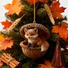 Yousheng Bosdier Eikel Ornamenten 2D Platte Acryl Dennenappel Dier Kerstboom Ornamenten Boswezen Hangende Decoratie voor Kerstboom
