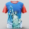 Lustige Freiheitsstatue Retro Vintage Lässiger Streetstyle Herren 3D-Druck T-Shirt Kurzarm Rundhalshemd Frühling Sommer Kleidung