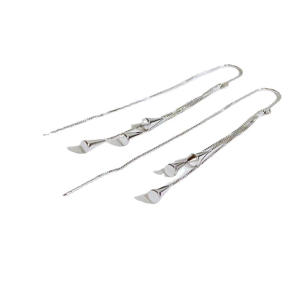 Silver Color Long Water Drop Tassel Earrings For Women Personalized Fashionable Daily Accessories Party Jewelry Birthday Gifts