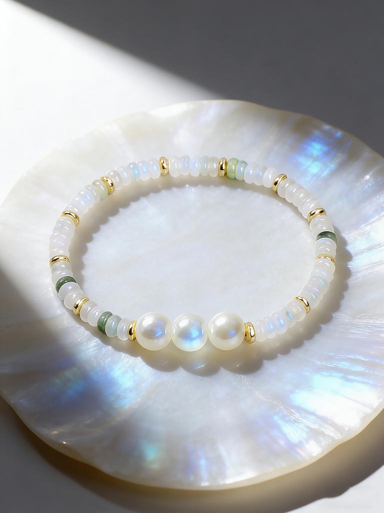 Natural Stone Simulated Pearl Bracelet Green Aventurine 4mm Abacus Beads Handmade Reiki Energy Charm Bracelet Bohemian Jewelry