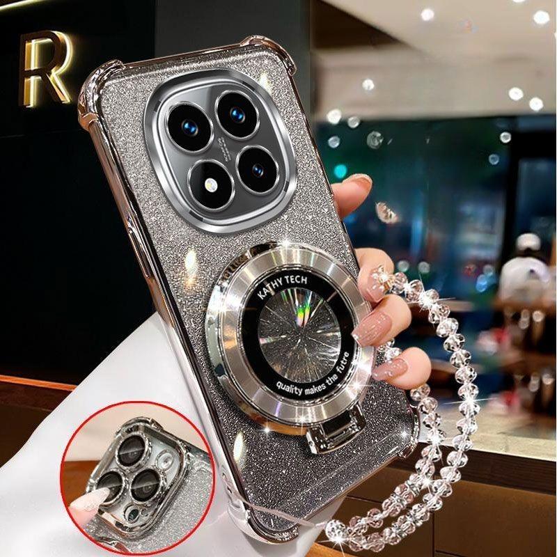Crystal Bracelet Magnetic Stand Phone Case For Google Pixel 9 9A 9 10 Pro XL 7 7A 8 8A Glitter Shockproof Soft Silicone Cover