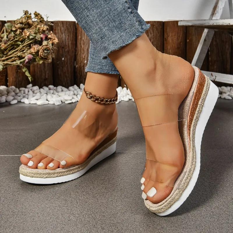 Female Shoes Outdoor Open Toe Women's Slippers Platform Casual Slippers Women Bow Tie Wedges Plus Size Sandals Zapatos