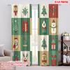 Set Of 2 Plane Printing Curtains Digital Printed Christmas Tree Snowman Reindeer Gift Versatile Fabric Without Rod All Made Polyester
