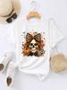 Unisex Halloween Skull Leopard Bow Graphic Tshirt Pumpkin Rose Bat Print Crew Neck Short Sleeve Holiday Party Casual Tee Top