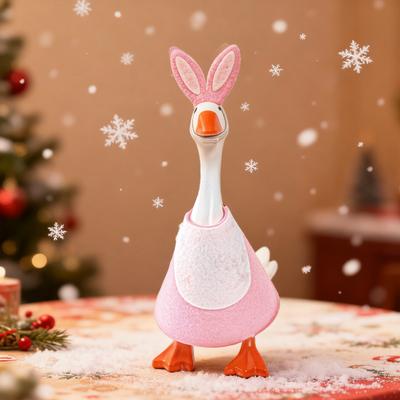 Mini Desk Goose Outfit 7 Inch Goose Statue Costume Felt Goose Clothes with Headpiece for Easter St. Patrick Day Table Key Holder Decor