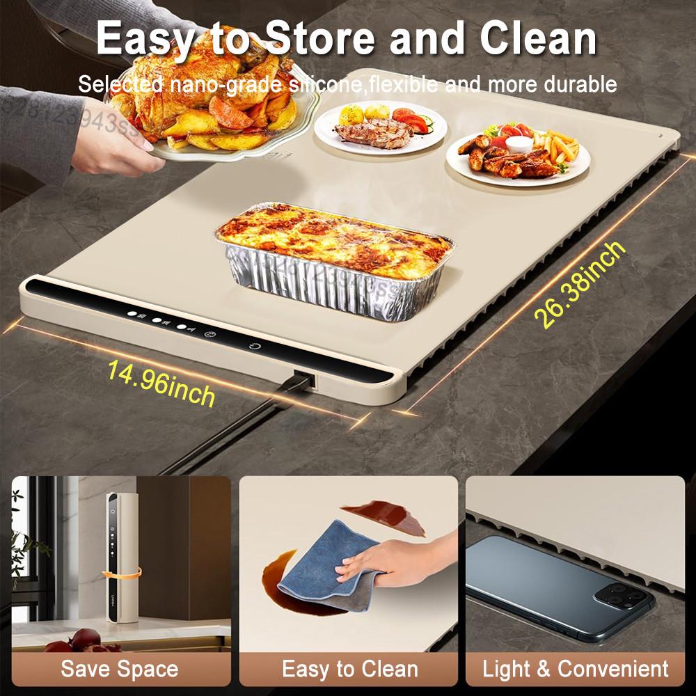 Portable Smart Food Fast Heating Mat Household Electric Food Warmer Plate Foldable Electric Warming Tray