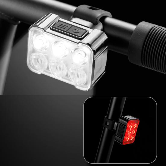 Bicycle Headlight Tail Light 4/6 LED Beads High Lumens Type-C Rechargeable Universal MTB Road Mountain Bike Night Riding Safety Warning Rear Lamp