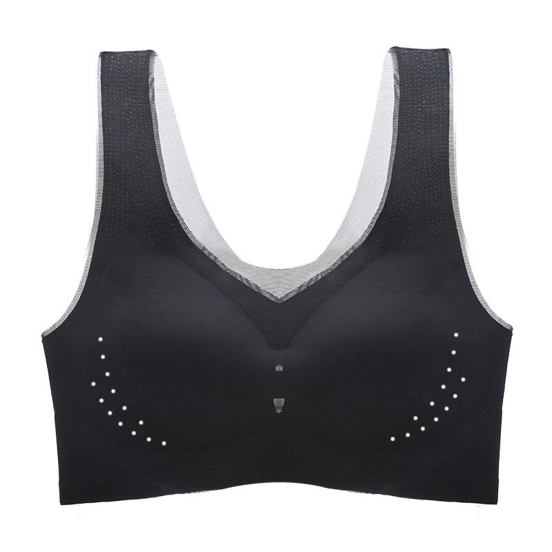 Ultra Thin Ice Silk Back Large Size Seamless Underwear No Steel Ring Gathered Bra Sports Tank Top Women's Bra Wrap