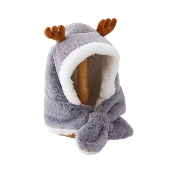 Yousheng Baby Muts Winter Warm Verdikt Pluche Gewei Design Winddicht Temperatuurvasthoudend Zacht Baby Buitenmuts met Sjaal Design