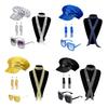 Reflective Party Styling Set with Decorated Cap Neck Scarf Sunglasses and Earrings for Disco Group Party Photo Use