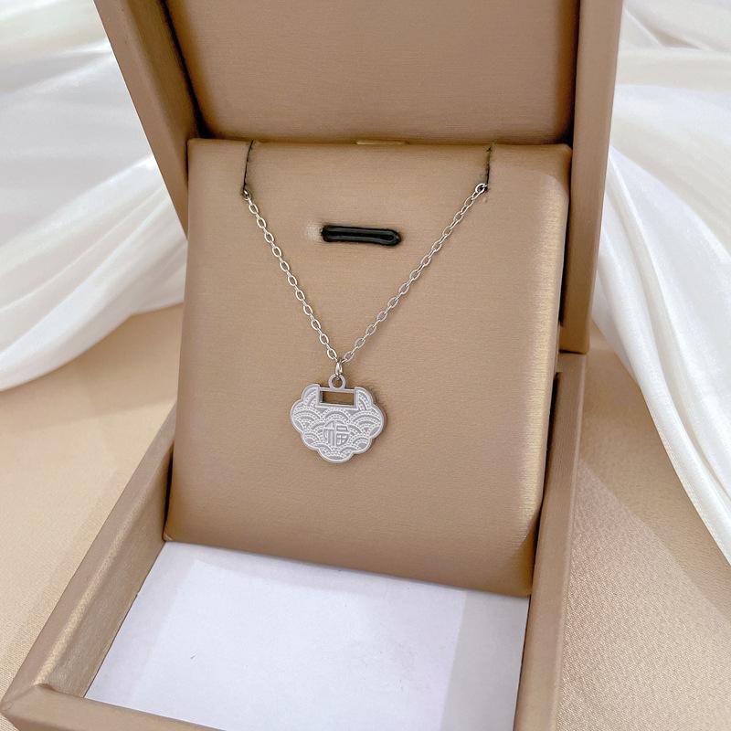 Xiangyun Glücksschloss Minimalistischer Ofen Echtsilber Halskette Schlüsselbein Kette Accessoires