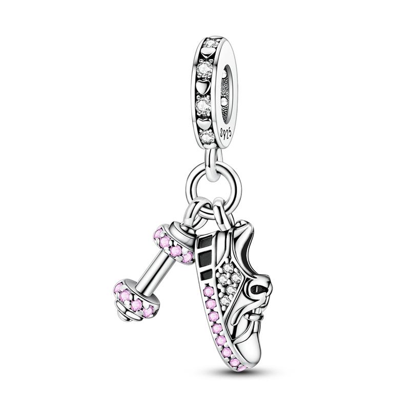 New In Charms Copper Pink Love Heart Girls Pendant Charms Bead Fit Original Bracelet For Women Diy Jewelry Gift