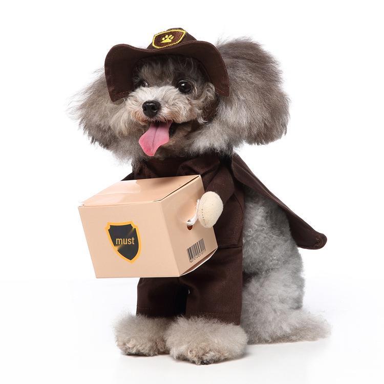 Cozy Stand-up Pet Outfits: Cute Autumn/Winter Cotton Clothes for Dogs and Cats, Christmas Style.