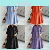 Casual A Line Dress With Pockets For Womens Autumn Style In Cotton Linen Fabric