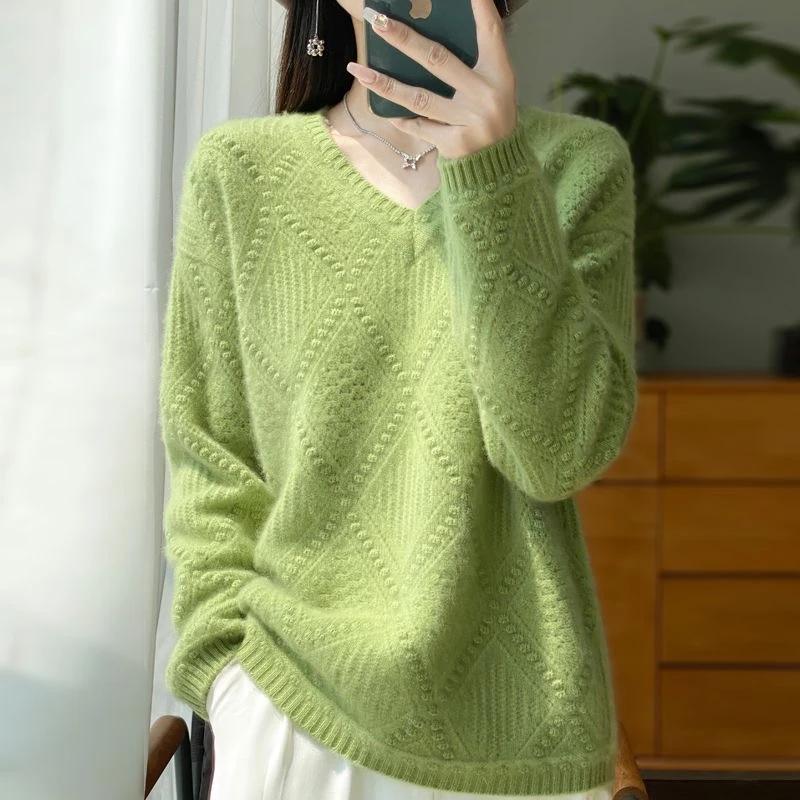 Pull pour Femmes Automne Hiver Pull Épaissi Chaud Tricoté Rayé Col Rond Couche de Base Extensible Manches Longues Jumper Ample Hauts