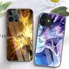 Japanese Demon Slayer Cartoon Tempered Glass Back Cover Phone Case For Iphone 6 7 8 14 Plus X Xs Max Xr 11 12 13 14 Pro Max Se