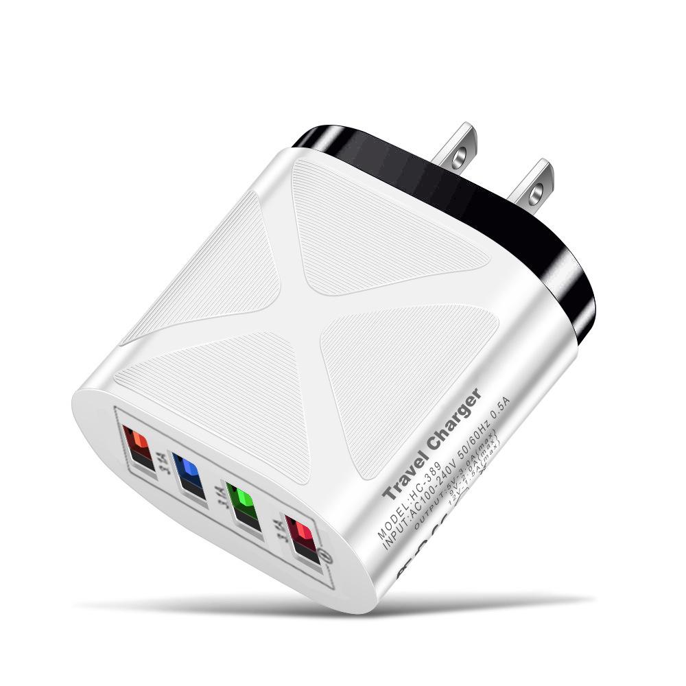 4-Port USB Fast Charger 5V/2.4A - AU/EU/UK/US Compatible
